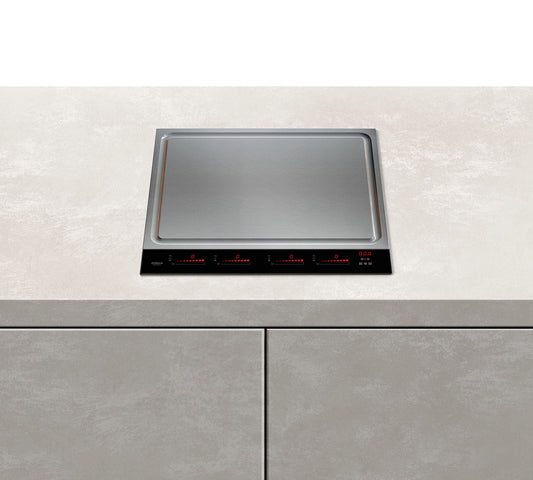 Dark Gray Airforce Teppanyaki 58cm Hob with Touch Slider Controls Stainless Steel & Glass Finish