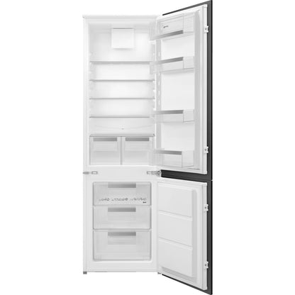 White Smeg UKC81721E 70/30 Integrated Frost Free Fridge Freezer - 269L (196L fridge plus 73L freezer)