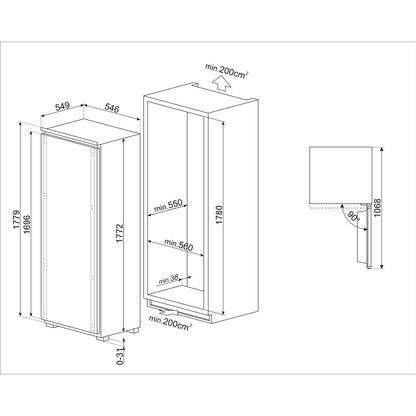 Smeg Integrated In-Column Tall Larder Fridge - White - Core Appliances