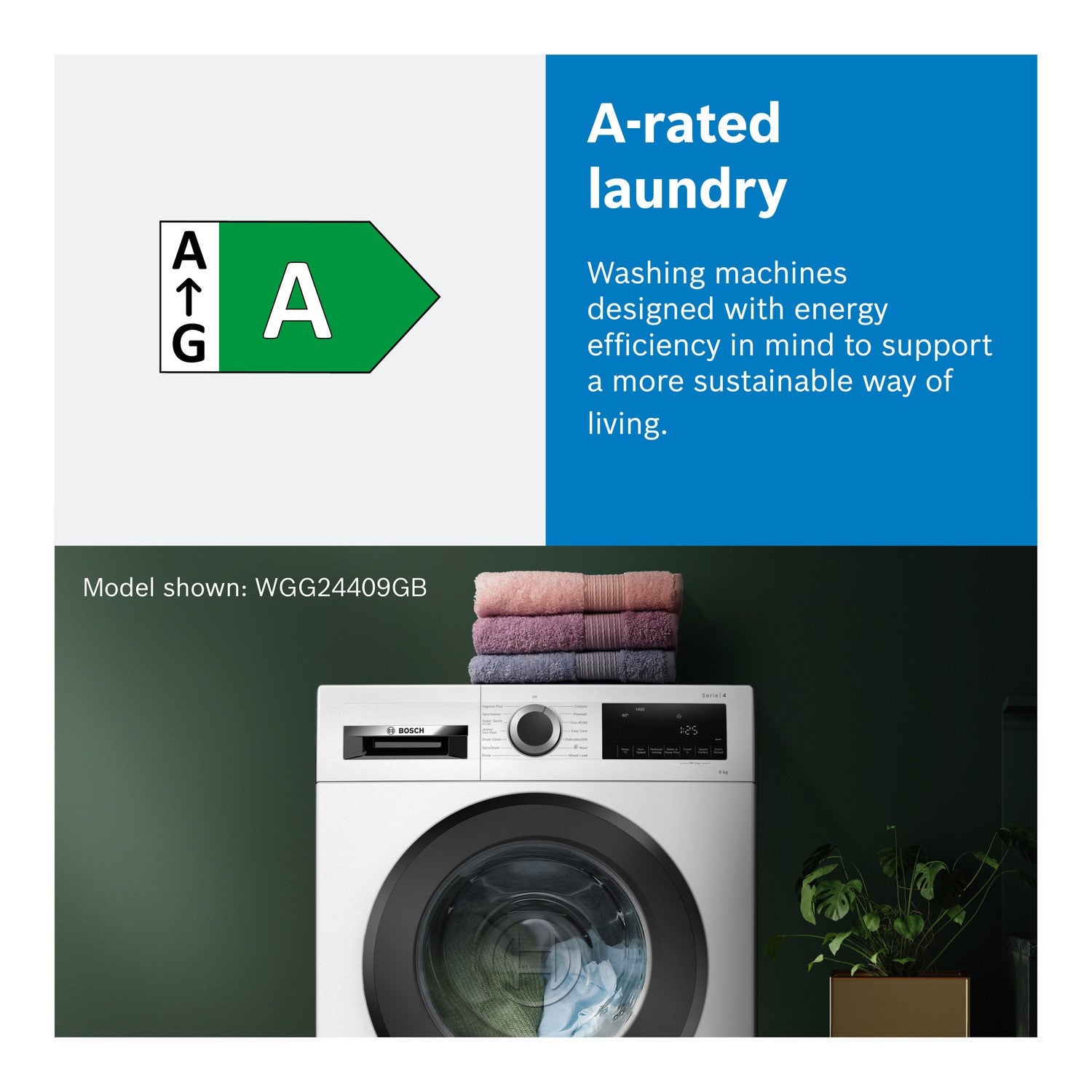 Dark Slate Gray Bosch Series 2 8kg 1400rpm Washing Machine - White