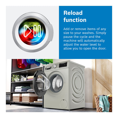 Light Gray Bosch Series 2 8kg 1400rpm Washing Machine - White