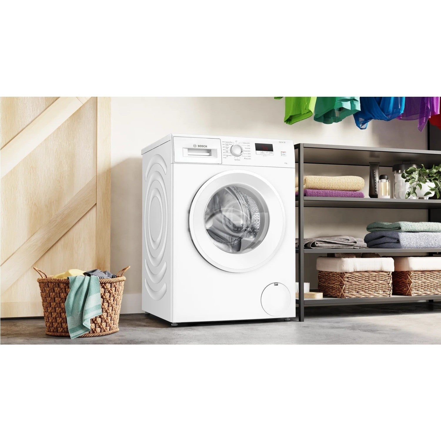 Light Gray Bosch Series 2 8kg 1400rpm Washing Machine - White