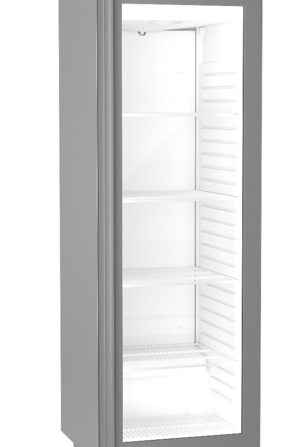 Light Slate Gray Hoshizaki Compact FG420 R-C DR G U Glass Single Door Stainless Steel Upright Display Freezer, 343 Litres - Contact Us For Availability