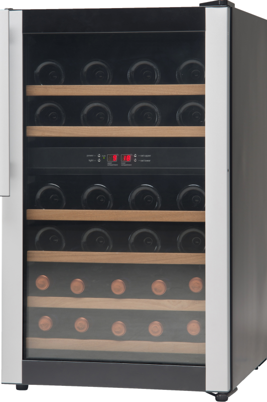 Dark Slate Gray Vestfrost W 32 Glass Single Door Dual-Zone Black Compact Wine Cabinet, 38 x 750ml Bottles - Discontinued