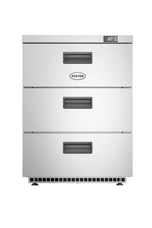 Light Gray Foster HR150/3D/13-106 3 Drawer Undercounter Cabinet Refrigerator, 150 Litres - In Stock