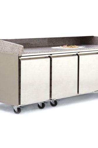 Light Gray Atosa EPF3485GR 3 Door Pizza Preparation Counter Fridge, 357 Litres - Contact Us For Availability