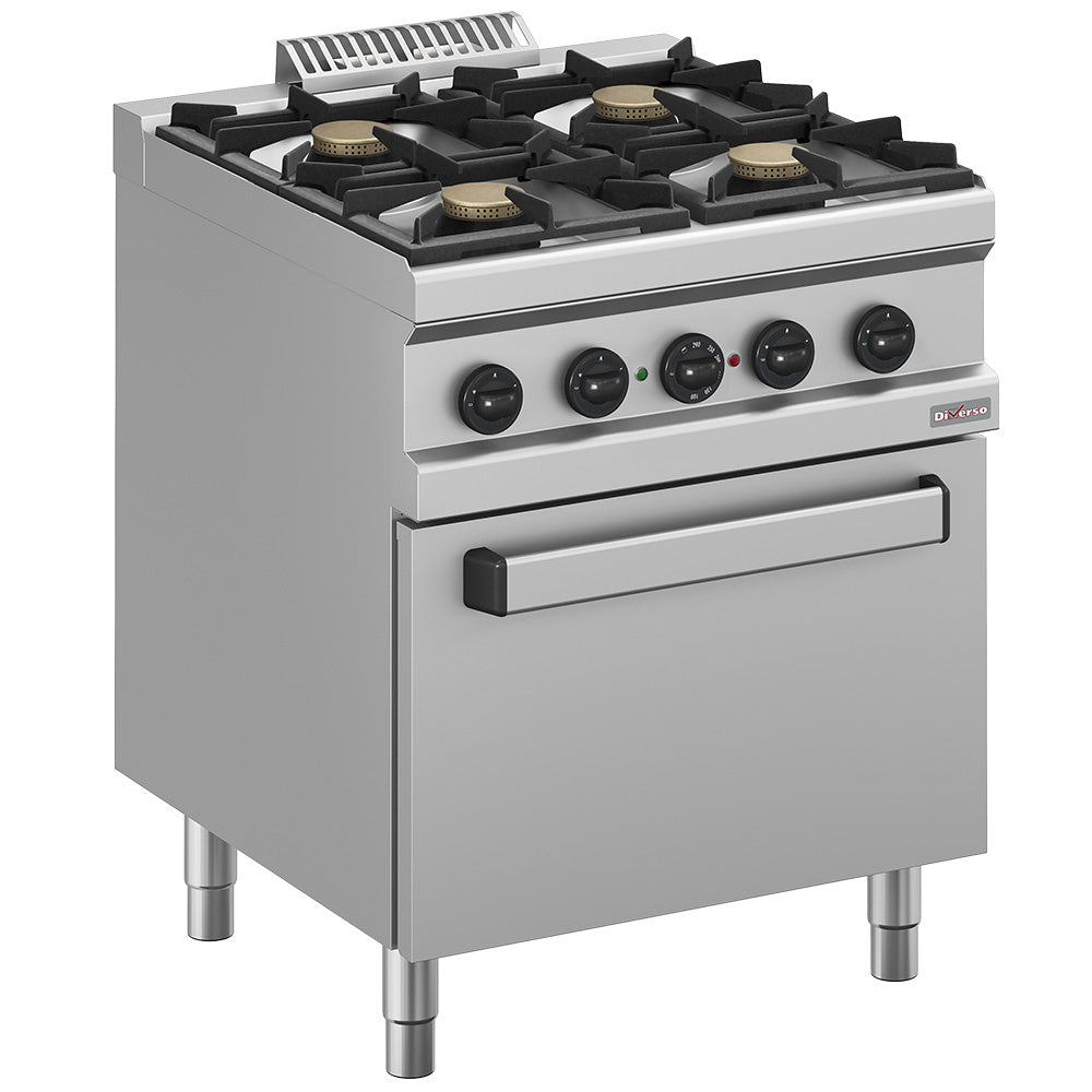 Dark Gray Diverso WR-M4BF-M1 Gas range 4 burners, electric convection oven GN 1/1 - Contact Us For Availability