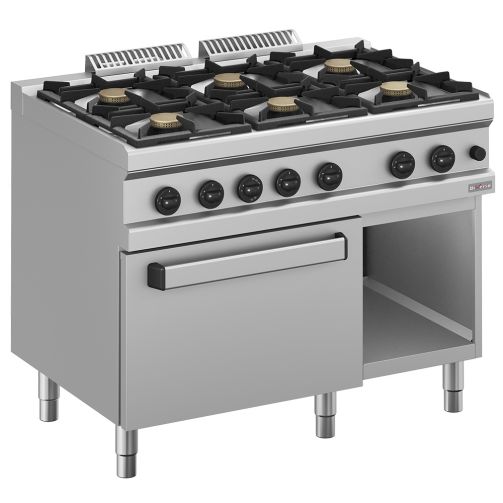 Dark Gray Diverso WR-G6BF-F2 Gas range 6 burners, on gas oven GN 2/1 and cupboard - Contact Us For Availability