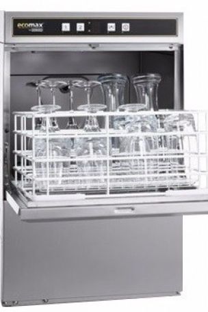 Light Slate Gray Hobart Ecomax G504W-10B 500mm Basket Frontloading Commercial Glasswasher with Drain Pump, 25 Pint Capacity - Discontinued