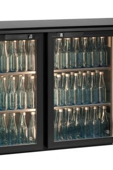 Dark Slate Gray Gamko E3/22GMU84 Glass Double Door Black Undercounter Bottle Cooler, 344 x 33 Centiliters Bottles - Contact Us For Availability