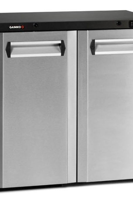 Gray Gamko MG3/250CS Maxiglass Hinged Stainless Steel Front Double Door Undercounter Bottle Cooler, 250 Litres - Contact Us For Availability