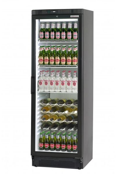 Dark Slate Gray Autonumis RZC00001 Hi-Line Black Hinged Glass Single Door Bottle Cooler, 220 x 330ml Bottles / 301 x 330ml Cans - Contact Us For Availability
