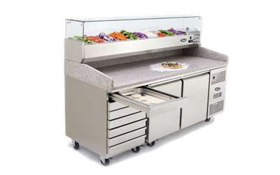 Atosa EPF3480GR + VRX2000/330 Two Door + 7 Drawer Salad Preparation Counter with VRX Unit & GN Pans, 250 Litres - Contact Us For Availability