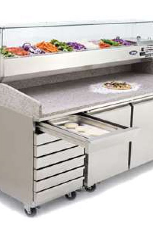 Gray Atosa EPF3480GR + VRX2000/330 Two Door + 7 Drawer Salad Preparation Counter with VRX Unit & GN Pans, 250 Litres - Contact Us For Availability
