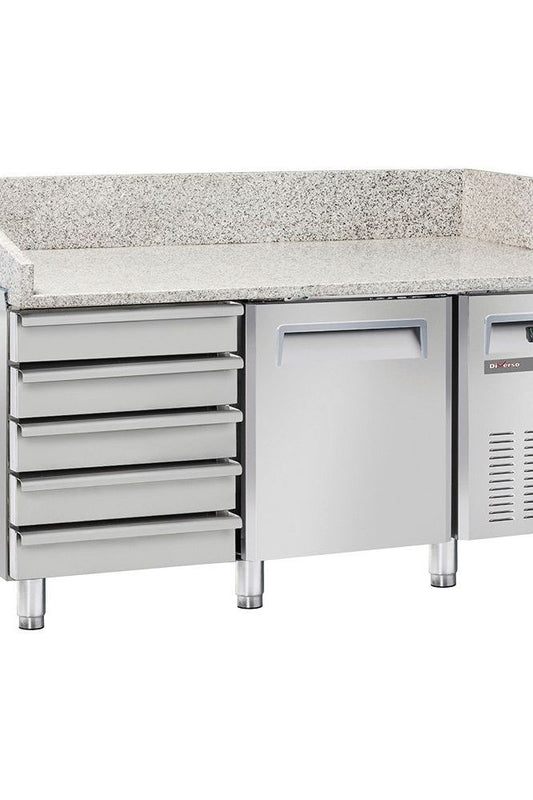 Light Gray Diverso WR-PZ15-51 Refrigerated pizza table, 1 door EN 600x400, 5 neutral drawers EN 600x400 - Contact Us For Availability