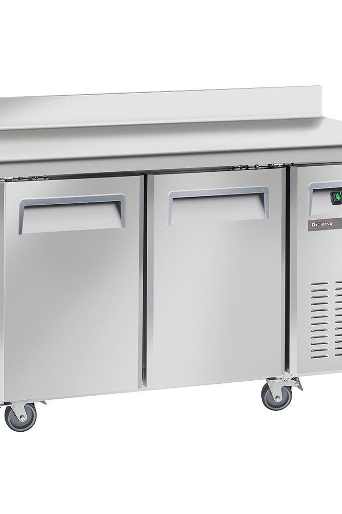 Light Gray Diverso WR-GTB2-2BD Freezing table, ventilated, 2 doors GN 1/1, with backsplash - Contact Us For Availability
