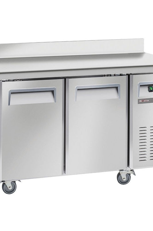 Light Gray Diverso WR-GTB2-2BD Freezing table, ventilated, 2 doors GN 1/1, with backsplash - Contact Us For Availability
