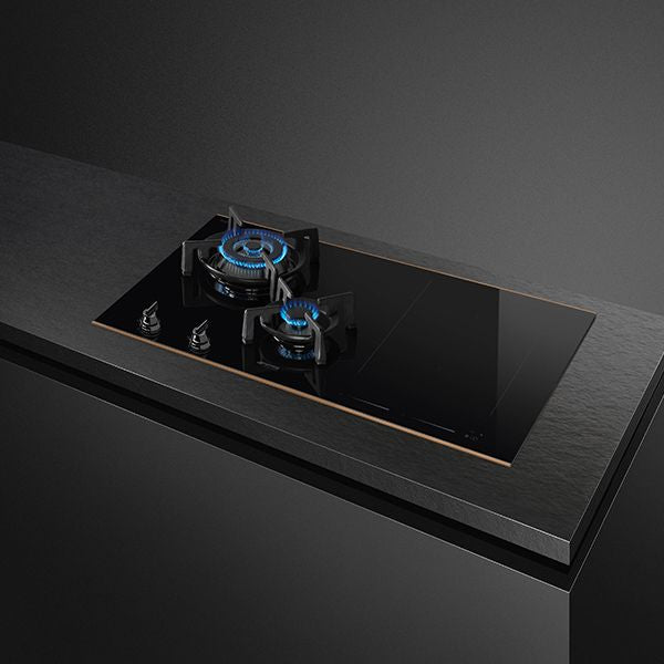 Smeg Dolce Stil Novo 75cm Mixed Fuel Hob - Black with Copper Trim - Core Appliances