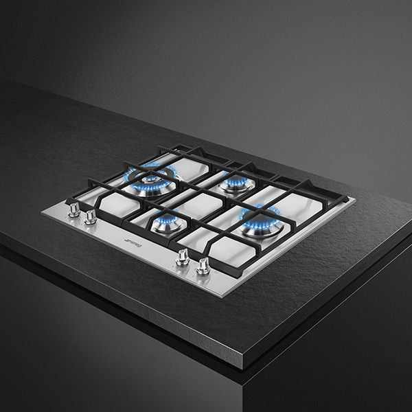 Smeg Classic 72cm Four Burner Ultra Low Profile Gas Hob - Stainless Steel - Core Appliances