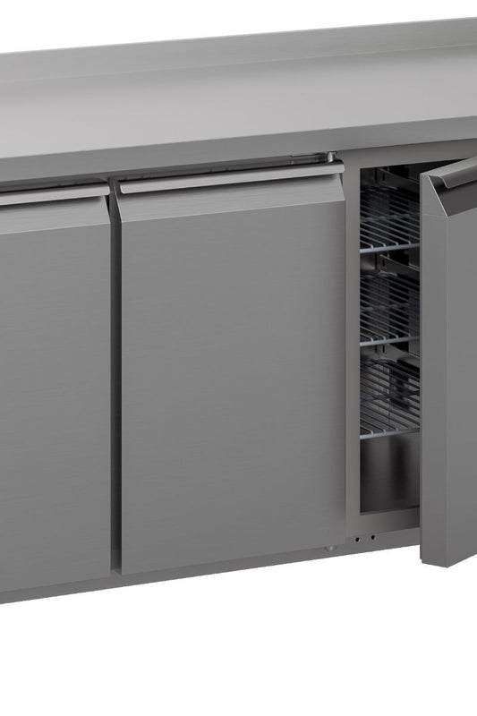 Slate Gray Hoshizaki Premier K 3 A5 DL DL DR C U 3 Door Stainless Steel Refrigerated Counter with Splashback, 463 Litres - Contact Us For Availability