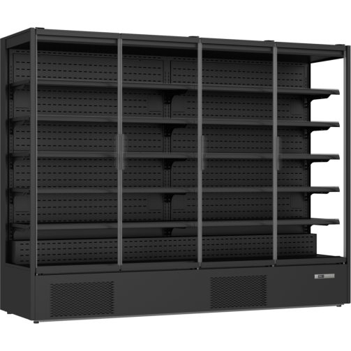 Dark Slate Gray Prodis XMD2500-P-FGD-K Panoramic Glass Door Black Multideck, 2585 Litres - Contact Us For Availability