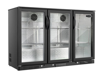 Sterling Pro Green SP3HC-LOW-BH Hinged Triple Door Low Height Bottle Cooler, 274 x 330ml Bottles - In Stock