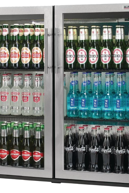 Dark Slate Gray Autonumis RPC00003 Popular Double Door Stainless Steel Bottle Cooler, 174 x 330ml Bottles / 144 x 330ml Cans - Contact Us For Availability
