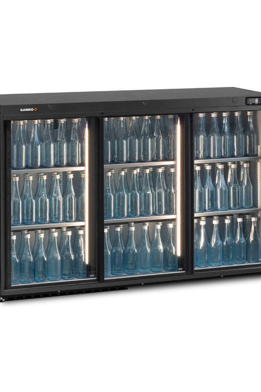 Dim Gray Gamko Maxiglass MG3/315SD Maxiglass Sliding Glass Triple Door Undercounter Bottle Cooler, 315 Litres - Contact Us For Availability