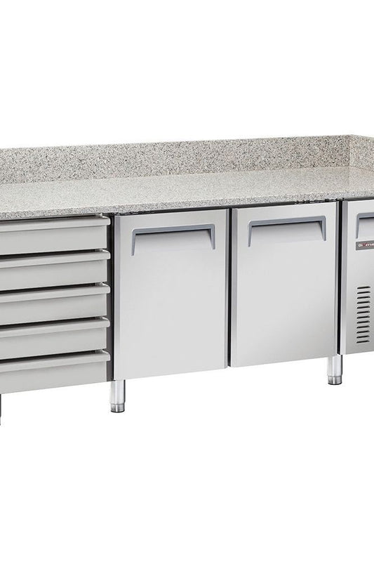 Gray Diverso WR-PZ20-52 Refrigerated pizza table 2 doors EN 600x400, 5 neutral drawers EN 600x400 - Contact Us For Availability