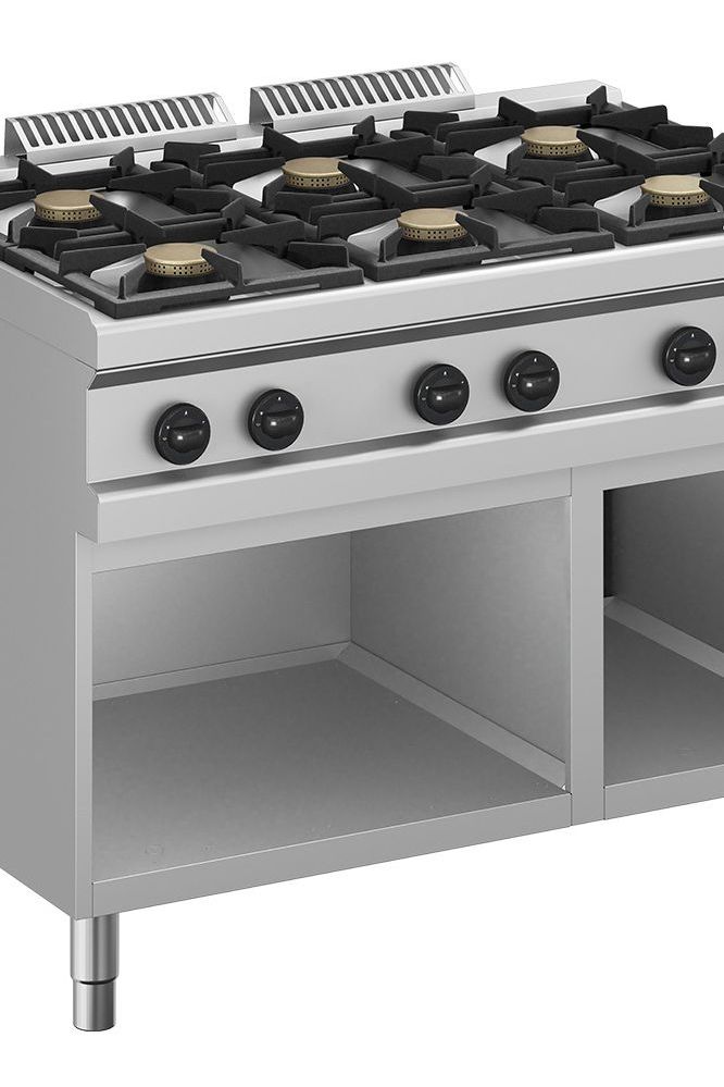 Light Slate Gray Diverso WR-G6BA-A2 Gas range 6 burners, on open cupboard - Contact Us For Availability