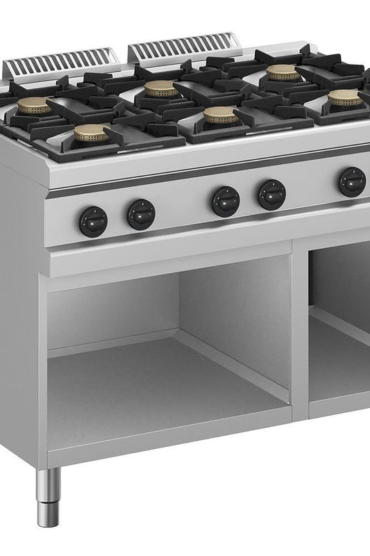Light Slate Gray Diverso WR-G6BA-A2 Gas range 6 burners, on open cupboard - Contact Us For Availability
