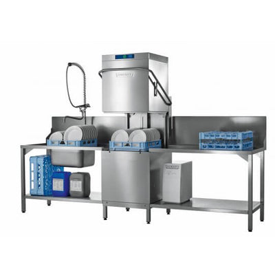 Hobart AMXXW-10B 500mm Basket Hood / Passthrough Dishwasher with Drain Pump, 18 Plates - Contact Us For Availability