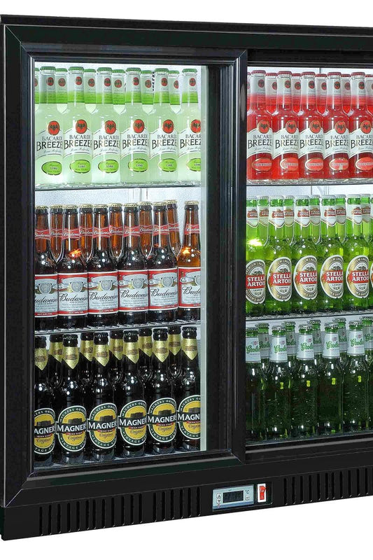 Gray Coolpoint HX251 Sliding Glass Double Door Black Bottle Cooler, 174 x 275ml Bottles - Contact Us For Availability