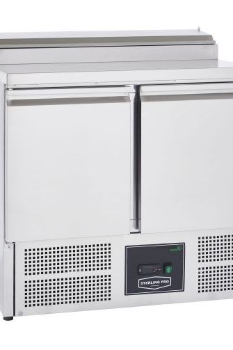 Light Gray Sterling Pro Cobus SPU200PZ 2 Door Pizza Preparation Counter 5 x GN1/6, 240 Litres - In Stock