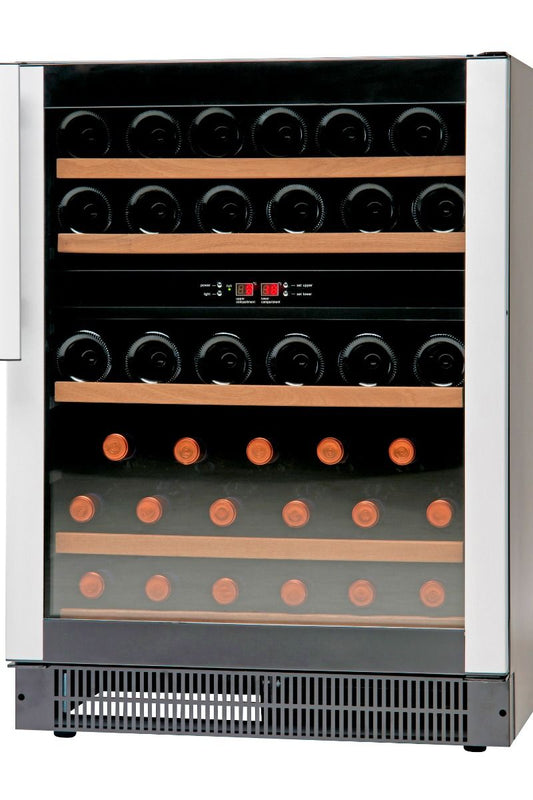 Gray Vestfrost W 45 Glass Single Door Dual-Zone Black Compact Wine Cabinet, 44 x 750ml Bottles - Discontinued
