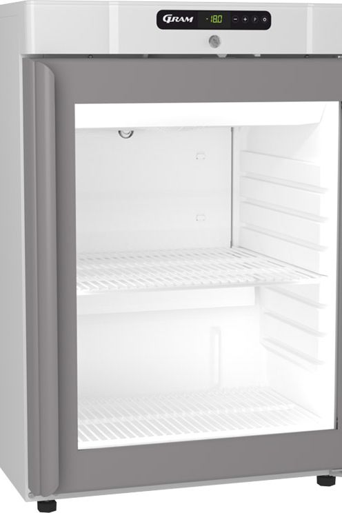 Light Gray Hoshizaki Compact FG220 L-DR G U Glass Single Door White Undercounter Display Freezer, 123 Litres - Contact Us For Availability