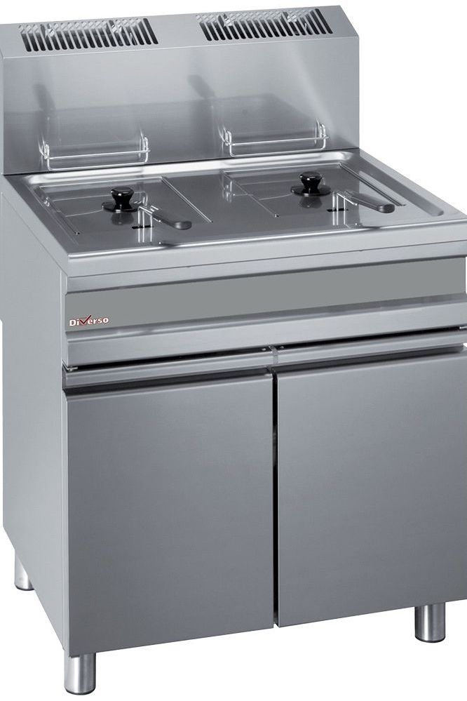 Light Slate Gray Diverso WR-GF30-G2 Gas fryer, two 15-liters tank on cupboard - Contact Us For Availability