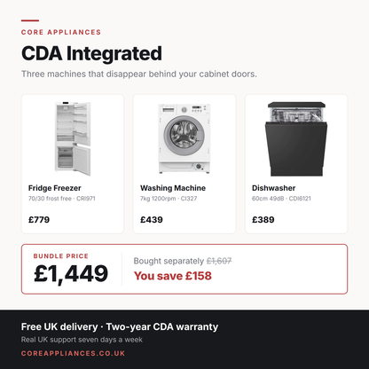CDA integrated utility bundle — fridge freezer, washing machine and dishwasher, £1,449