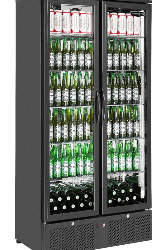 Dark Slate Gray Sterling Pro Green SP220-BK Double Door Black Upright Bottle Cooler, 458 Litres - In Stock