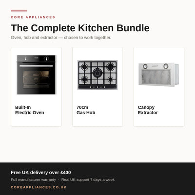 CDA Stainless Steel Kitchen Bundle — Oven, Gas Hob & Extractor