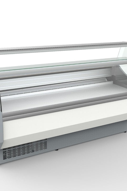 Light Gray Coreco CVED-8-25-C Curved Glass Serveover, 2525mm - Low Stock