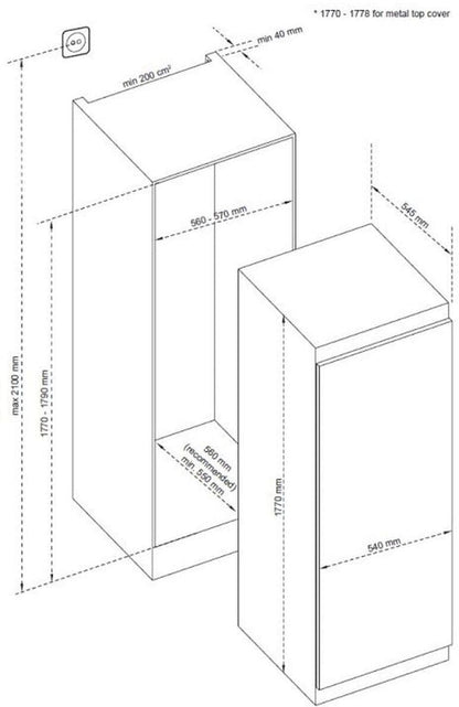 Lavender CRI621 Integrated full height larder fridge