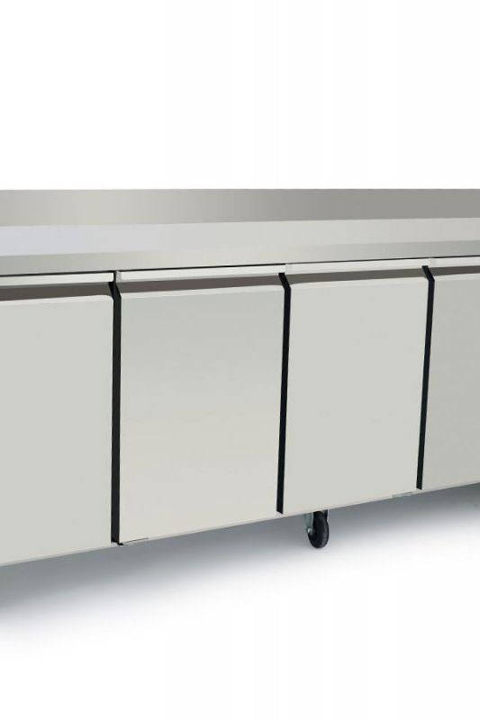 Gray Atosa EPF3482HDSB 4 Door Preparation Counter Freezer with Splash Back, 560 Litres - Contact Us For Availability