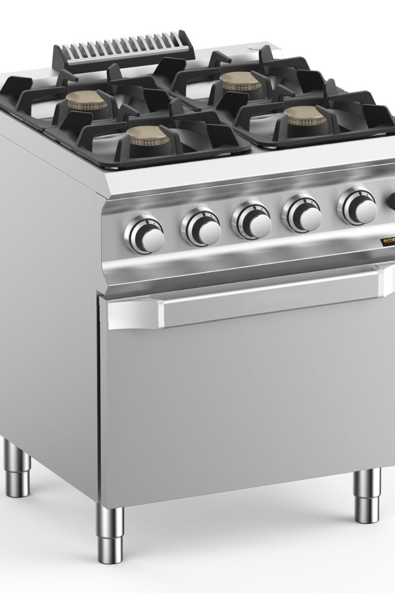 Gray Hobart Ecomax HEFB77FGXL 4 Burner Gas Hob (4 x 7kW) with Gas Oven (6kW), 34kW - Contact Us For Availability
