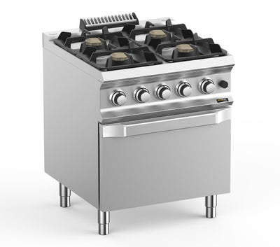 Hobart Ecomax HEFB77FGXL 4 Burner Gas Hob (4 x 7kW) with Gas Oven (6kW), 34kW - Contact Us For Availability