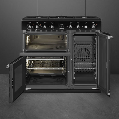 Smeg Concert 90cm Dual Fuel Range Cooker - Black - Core Appliances