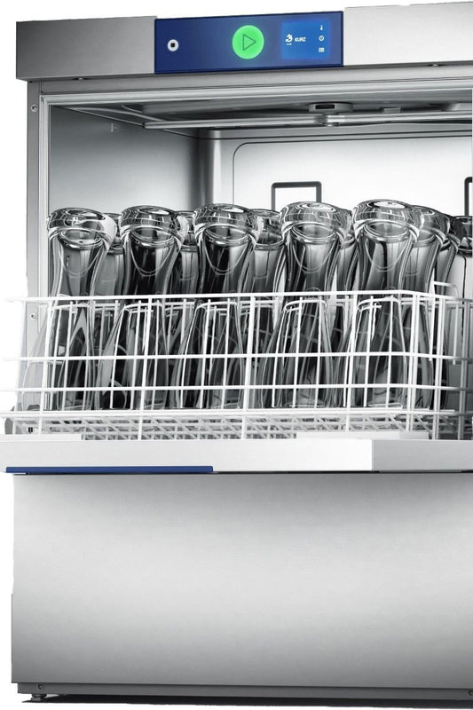 Light Gray Hobart GCW-10B 400mm Basket Frontloading Commercial Glasswasher with Chemical Pump & Drain Pump, 16 Pint Capacity - Contact Us For Availability
