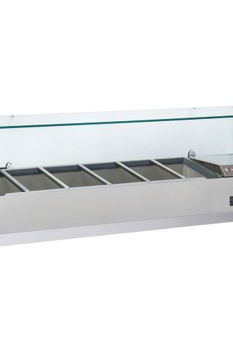Light Gray Diverso WR-SY15-V3 Refrigerated structure 5 x GN 1/3 & 1x GN 1/2 -150 mm, with sneezeguard - Contact Us For Availability