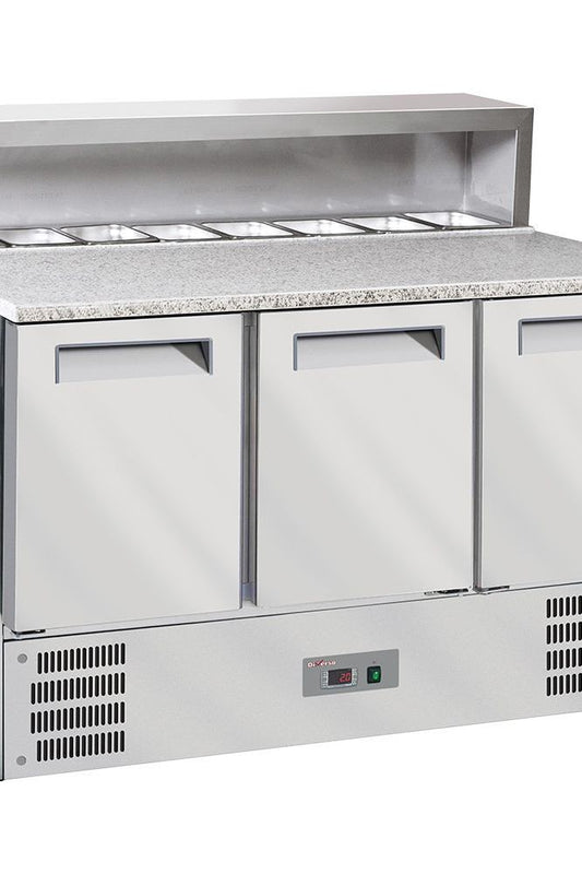 Light Gray Diverso WR-SRP6-Z3 Refrigerated pizza table 3 doors GN1/1, refrigerated structure 8x GN1/6-150 mm - Contact Us For Availability
