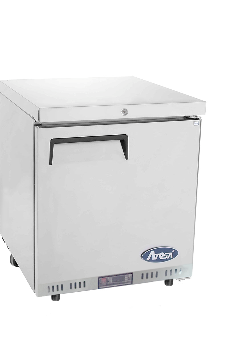 Light Gray Atosa MBC24F Single Door Stainless Steel Undercounter Freezer, 145 Litres - Contact Us For Availability